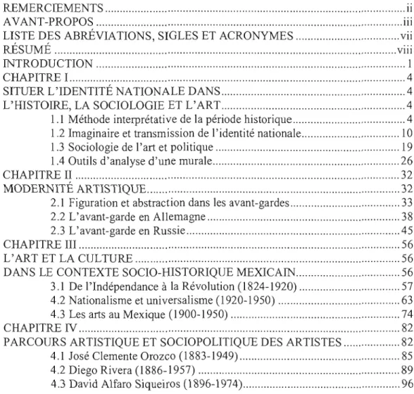 TABLE DES  MATIÈRES 
