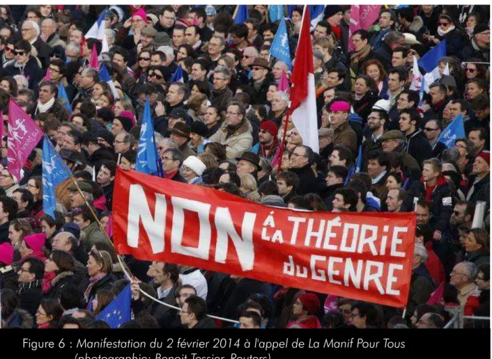 Figure 6 : Manifestation du 2 février 2014 à l'appel de La Manif Pour Tous  (photographie: Benoit Tessier, Reuters)