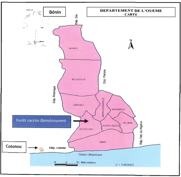 Figure 3. 2  Carte du département de l'Ouémé (Agent INSAE, 2008) 
