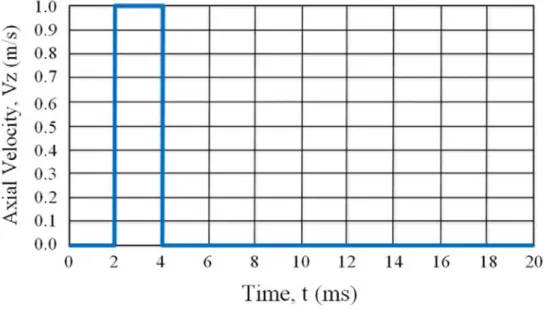 Figure 1-11 Inlet boundary conditions, a velocity pulse in the axial direction