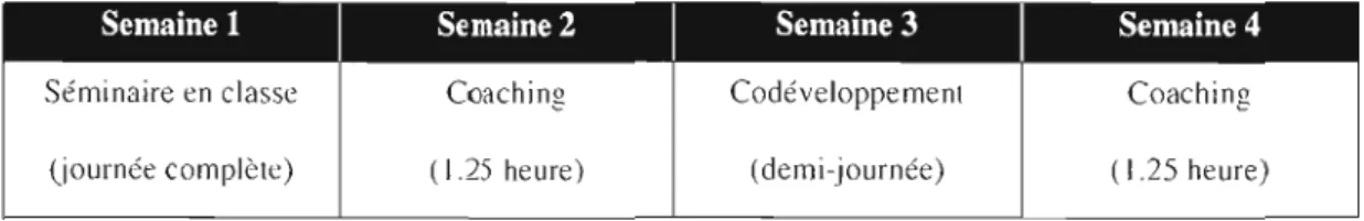 Figure  2  :  Structure  mensuelle  suggérée  dans  le  cadre  du  programme  de  développement  du  leadership 