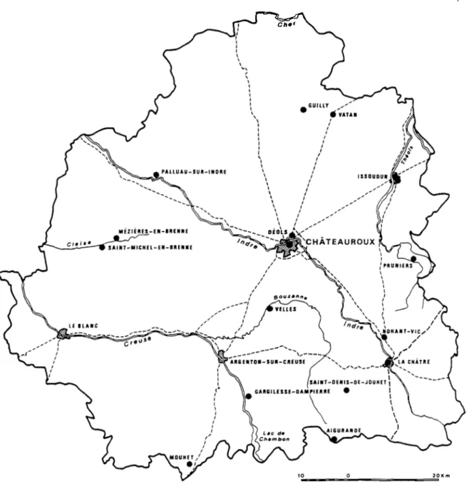 Fig. 1 Carte de la région de l'Indre.