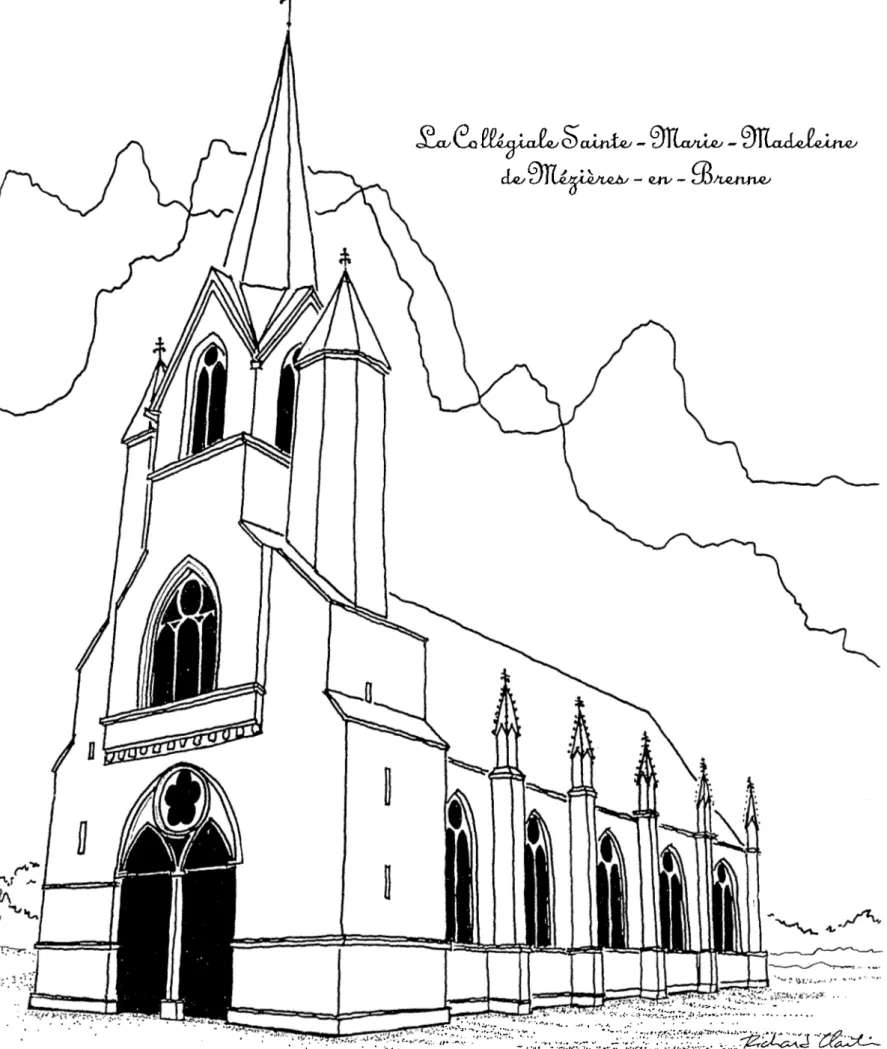 Fig. 35 Croquis de la collégiale de Mézières-en-Brenne.