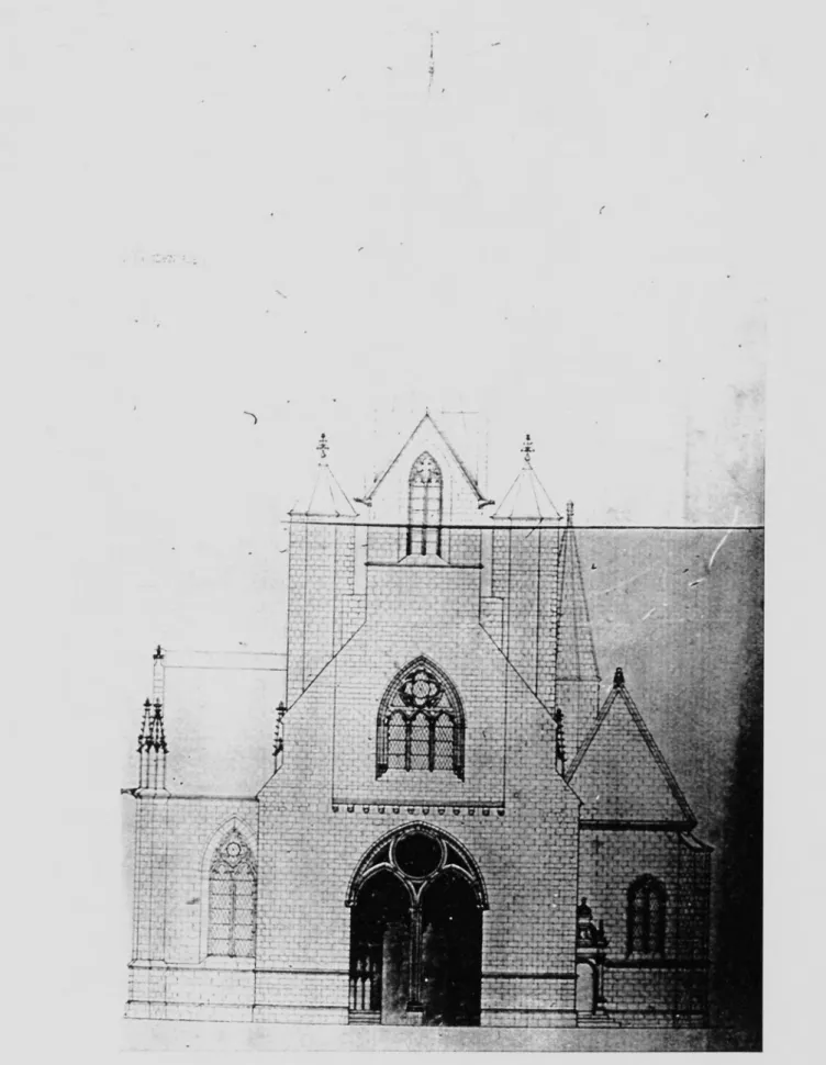 Fig. 36 Eglise de Mézières-en-Brenne ,  façade occidentale. Dessin.