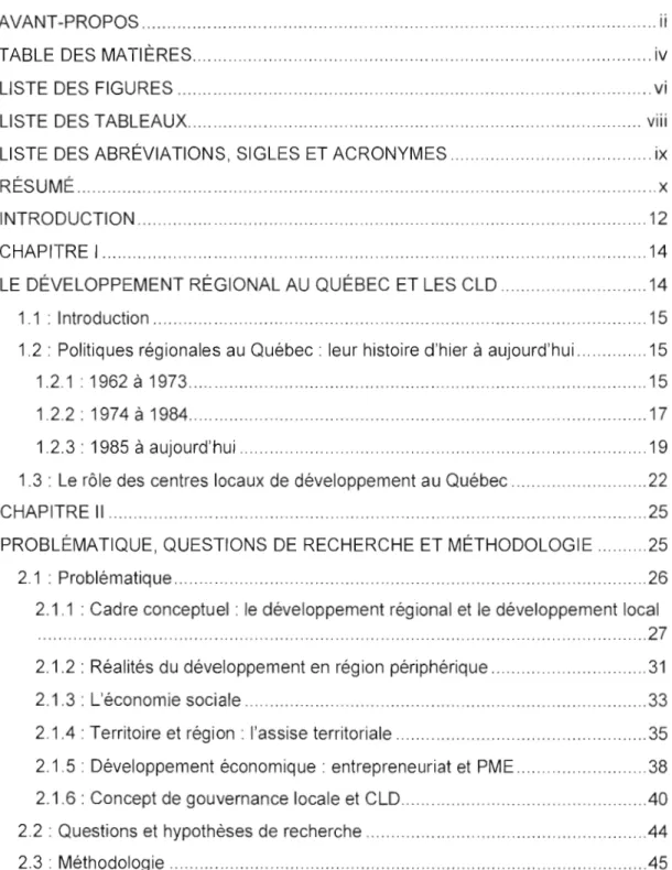 TABLE  DES  MATI ÈRES  iv 