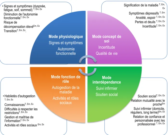 Figure 7.  Résumé  des  stimuli,  difficultés  d’adaptation  et  indicateurs  retenus  pour  le  développement  du  programme d’interventions théorisé 