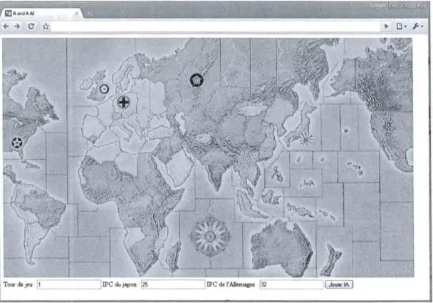 Figure 5.2 : Écran  de  base du jeu d'axis &amp;  allies (version  française). 
