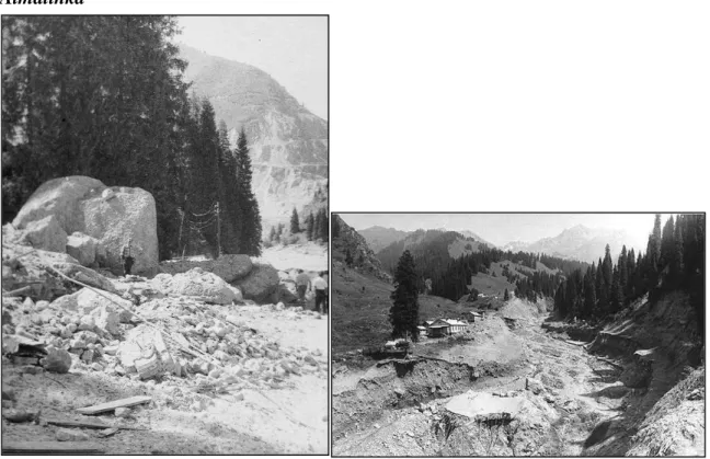 Figure  8:  Les  conséquences  de  la  lave  torrentielle  de  1973  dans  la  vallée  de  la  Petite  Almatinka 