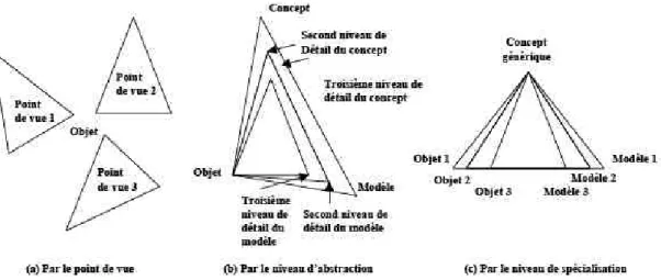 Figure 11 : Variantes autour du triangle du sens en modélisation d’entreprise [Sienou, 2009] 