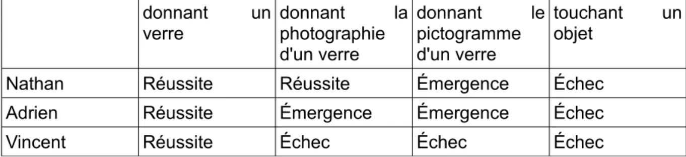 Tableau 11 : Résultats à l'EFI