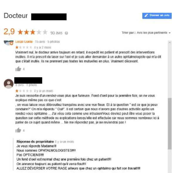 Figure 3 : Cas de plainte sur Google My Business