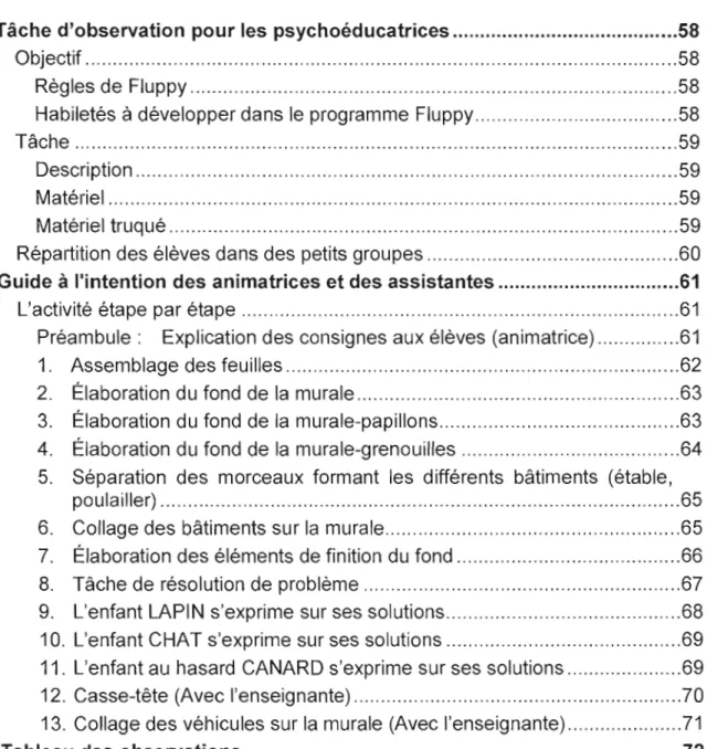 Table des  matières 