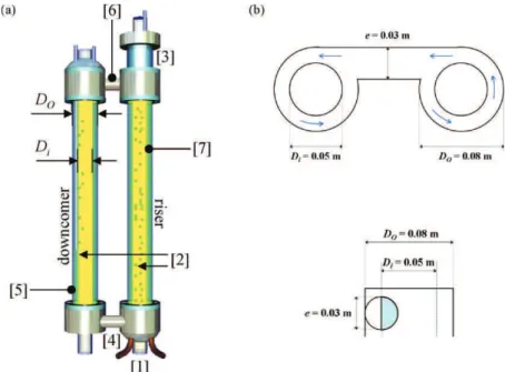 Fig. 1 – (a) Schematic representation of the photobioreactor: [1], gas injection; [2], fluorescent tubes; [3], degassing volume;