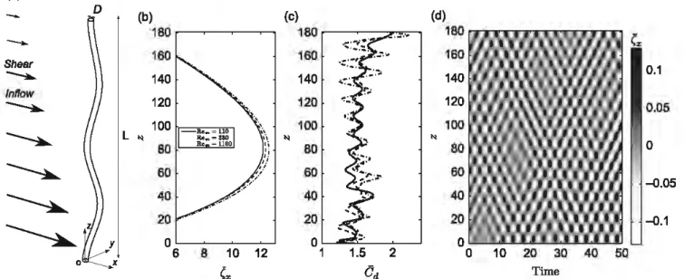 Fig. t. (a) Sketch of the physical configuration. (b)  timESlveraged  in-line displaœment