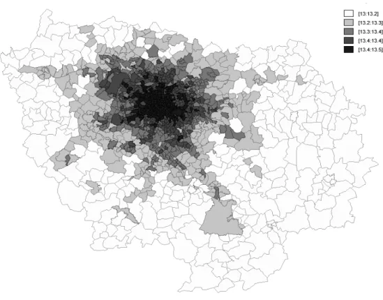 Graphique 2.7  Répartition spatiale des indices d'accessibilité