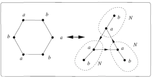 Figure 1.8 - Correspondance entre un type de  P 6 (B)-structures  et  C 3 (N) 