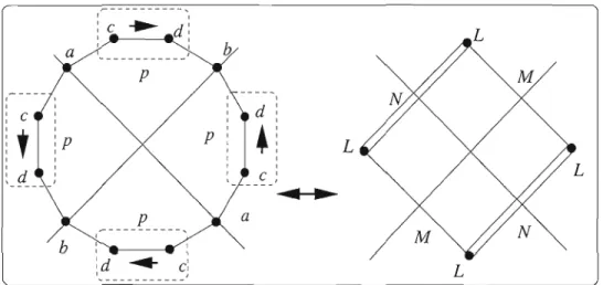 Figure  1.11  - Correspondance entre un  type de  P12(B)-structures  et  P 4  bic(N,  M,  L) 