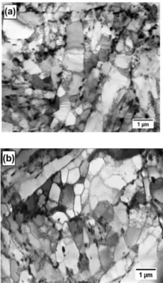 Figure 2-23 Microstructure of GP91 cast steel after LCF at room temperature (RT) at various  levels of strain amplitude: a) ε ac  = 0.25%; b) ε ac  = 0.6%
