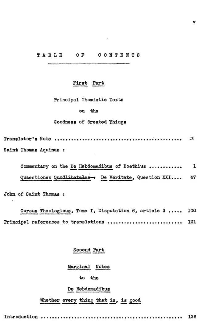 TABLE OF CONTESTS