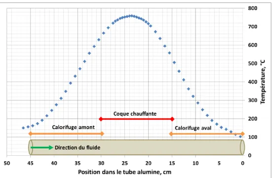 Figure 43. Profil thermique mesuré du fluide dans le banc RIGolo