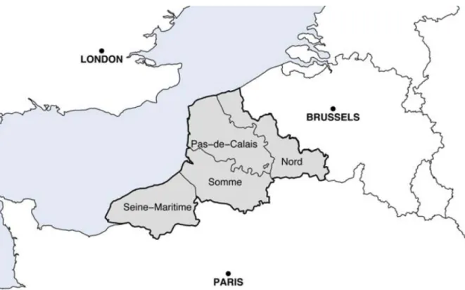Figure 1: The area covered by the EPIMAD registry. 