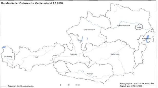 Figure 1.1  Carte de  l'Autriche  (Source:  http://www.statisrik.at.) 