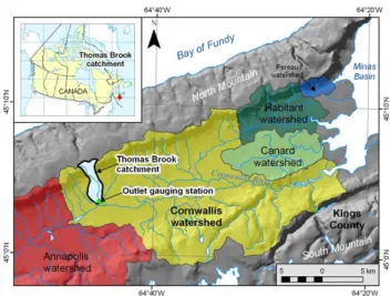 Figure 1: Location of the Thomas Brook catchment, Annapolis Valley (Nova Scotia, Canada) 