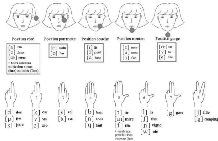 Figure 1 - Positions de la main et configurations des doigts du code LPC