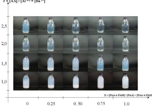 Figure 2. Influence of metal complexation on the formation of colloidal dispersions in the “Al 13 7þ - Ba 2þ -PAA-PAA-b-PAM” system