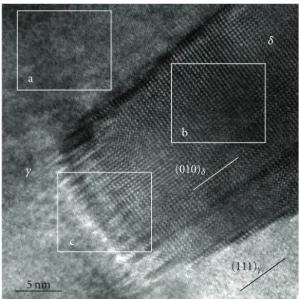 Figure 10: HRTEM image taken on a sample held for 3 h at 960 ◦ C.