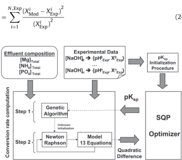 Fig. 5. Computation procedure of pK sp for struvite combining experimental results and a modeling approach.
