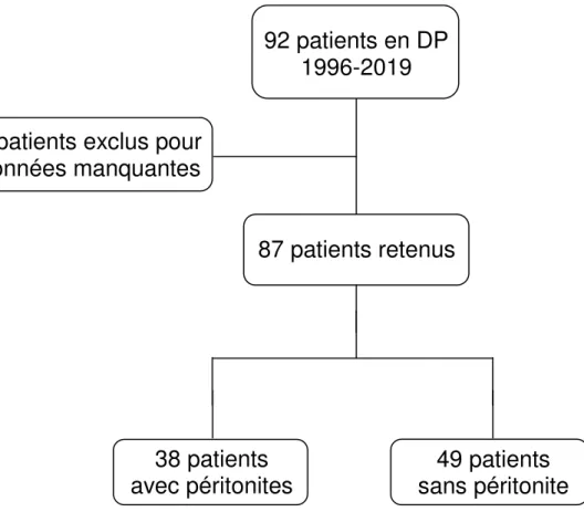 Figure 1 : Diagramme de flux des patients en dialyse péritonéale 