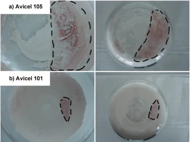 Fig. 14. (a) Choppers from the Mi-Pro HSM 1.9 L (left) and 0.9 L (right), (b) granules obtained in the 1.9 L bowl using the 0.9 L chopper, (c) granules obtained in the 1.9 L bowl using the 1.9 L chopper.