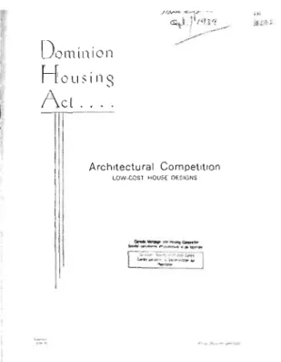 Figure  1.1  Couvelture de  Dominion Housing  Act ...  Architectural Competition,  LOH/-