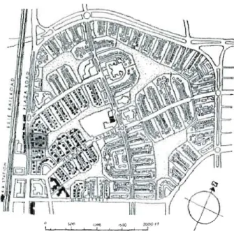 Figure 2.4  Plan  de  Radburn, New Jersey.  (Tirée de  Housing  Design ParI  J.  Ottawa: 