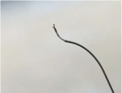 Figure 2.8: A concentric tube robot or Active Cannula com- com-posed by 3 pre-curved tubes, from [Wu 2017]