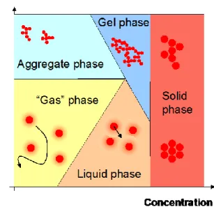 Figure 1: Schematised phase diagram of a colloidal dispersion 