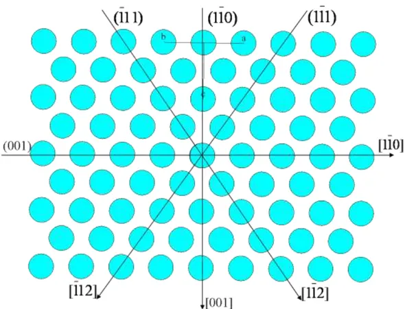 Figure II - 5 : Projection des atomes dans γ le long de la direction de type &lt;110&gt;