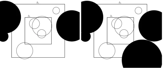 Figure I.12 – L’´ ev´ enement A i,j est r´ ealis´ e ` a gauche et ne l’est pas ` a droite (les boules blanches n’interviennent pas dans la d´ ecision).