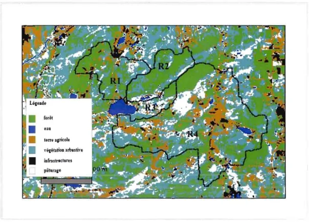 Figure  2.2.  Occupation  des  sols  des  sous  bassins-versants  du  lac  Bromont  (Paquet,  laboratoire  D