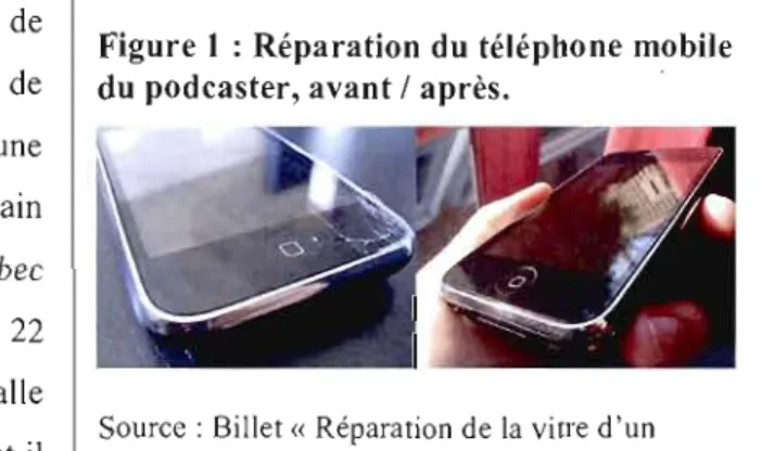 Figure 1 : Réparation du  téléphone  mobile  compatibilité  lors  d'un  changement  de  du podcaster, avant / après