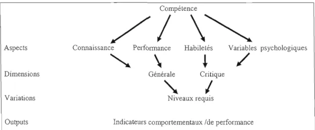 Figure 2.1.3.5  : modèle de  la  compétence proposé par Caird (1992, p.IS) 