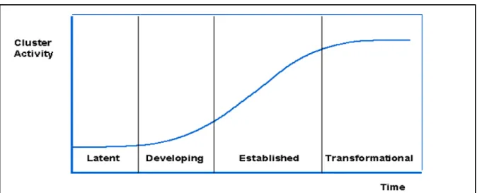 Figure 7: Cycle de vie d’un cluster (Cassidy, Davis, Arthurs et Wolfe, 2005, p. 10) 