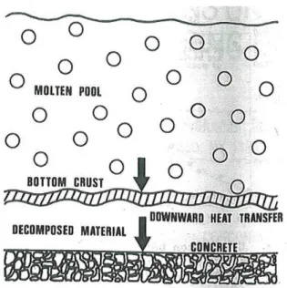 Fig. I.6: Repr´esentation de l’interface entre le corium et le b´eton propos´ee par Kao et Kazimi [95]