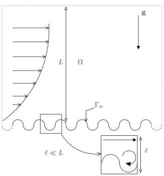 Figure II.1: Schematic representation of an incompressible laminar over a rough surface Γ w