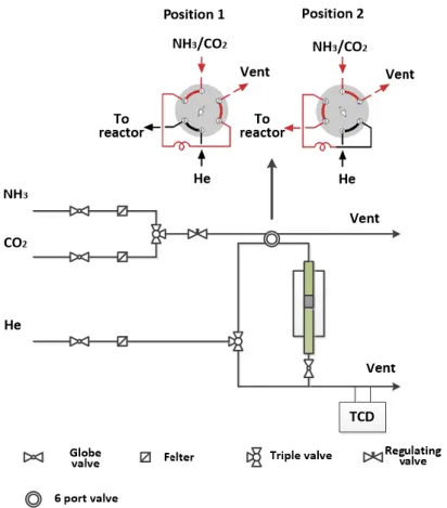 Figure 2-4: schematic diagram for the equipment of NH 3 /CO 2 -TPD. 