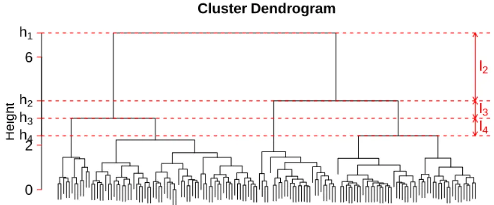Figure 1.15 – Dendrogramme obtenu après une classification ascendante hiérarchique avec distance euclidienne et average linkage sur les données iris (Fisher 1936)