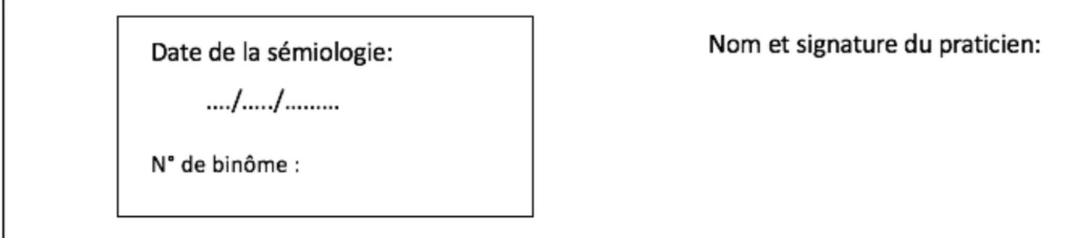 Figure 8 : date de réalisation, numéro de binôme et identification du praticien 