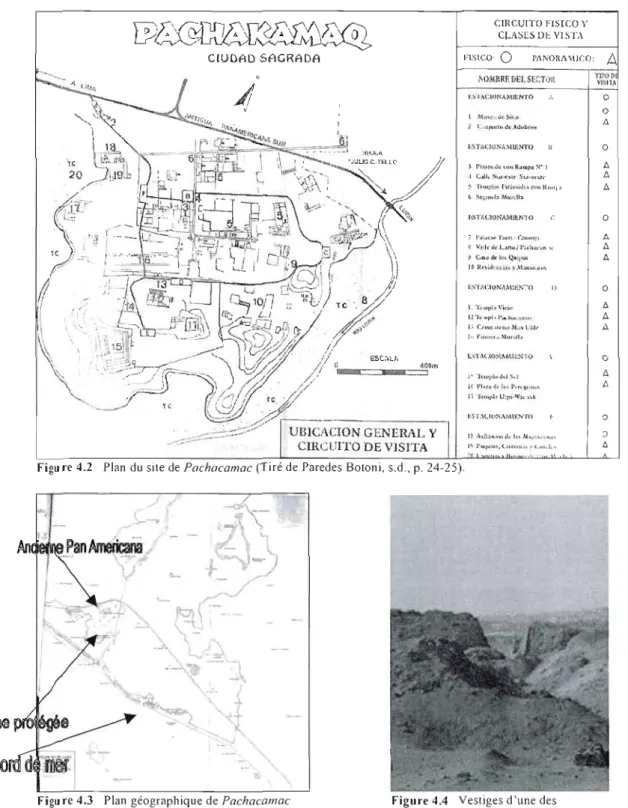 Figure 4.4  Vestiges d'une des  intersections principales  à Pachacamac  (Photo de  l'auteure, 2005)