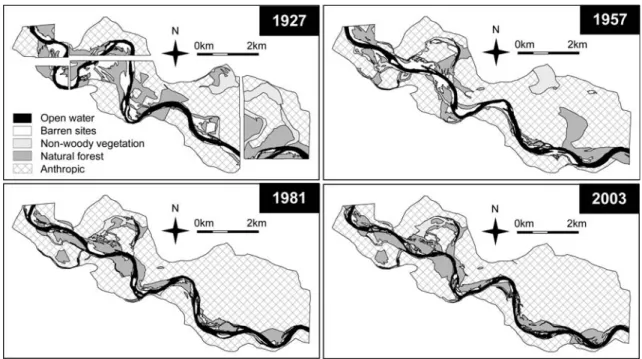 Table 3 Floodplain area (ha) occupied by the different ecotopes within the 10-year recurrence interval floodplain in 2003